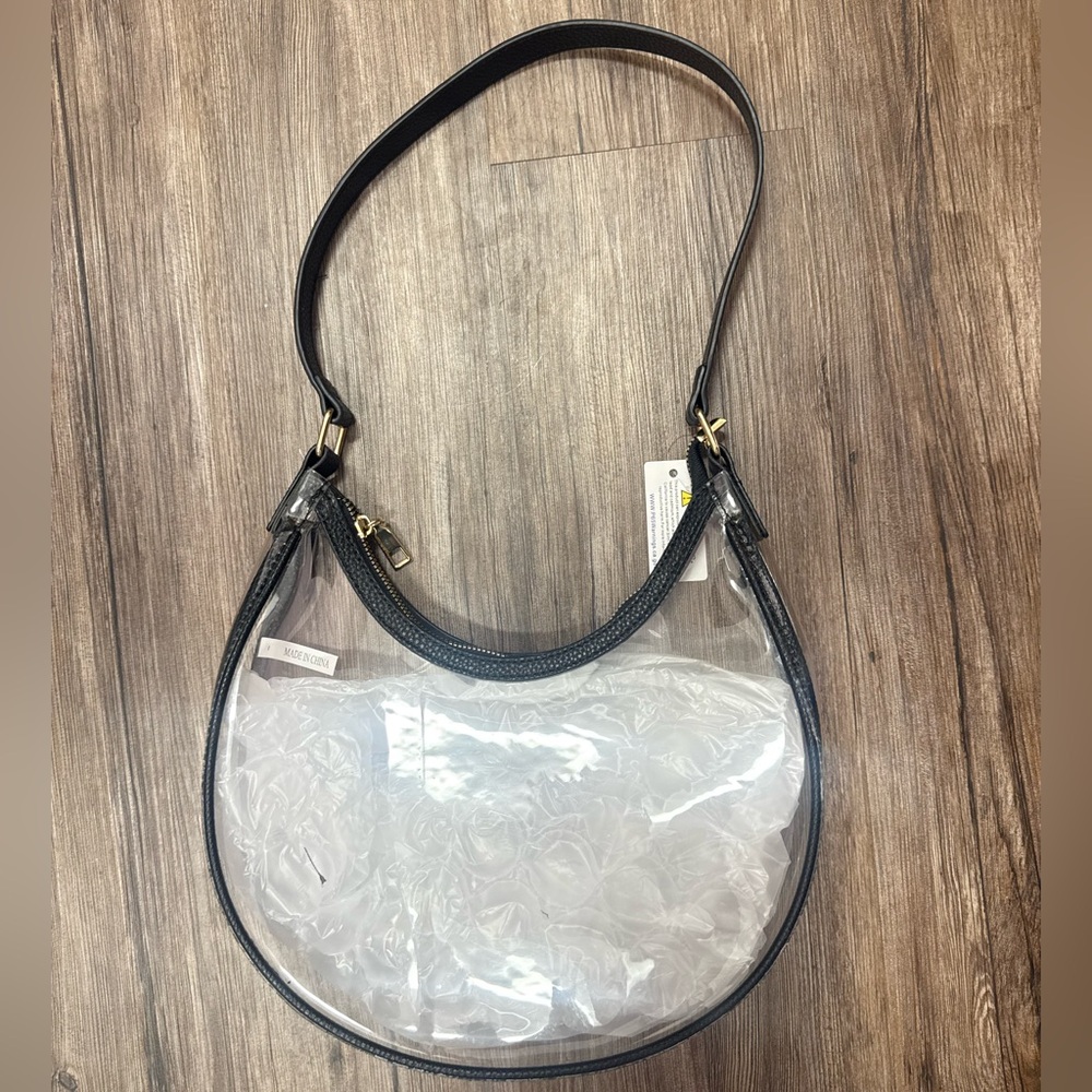 Clear & Black Women’s Shoulder Bag | Transparent Stadium Purse